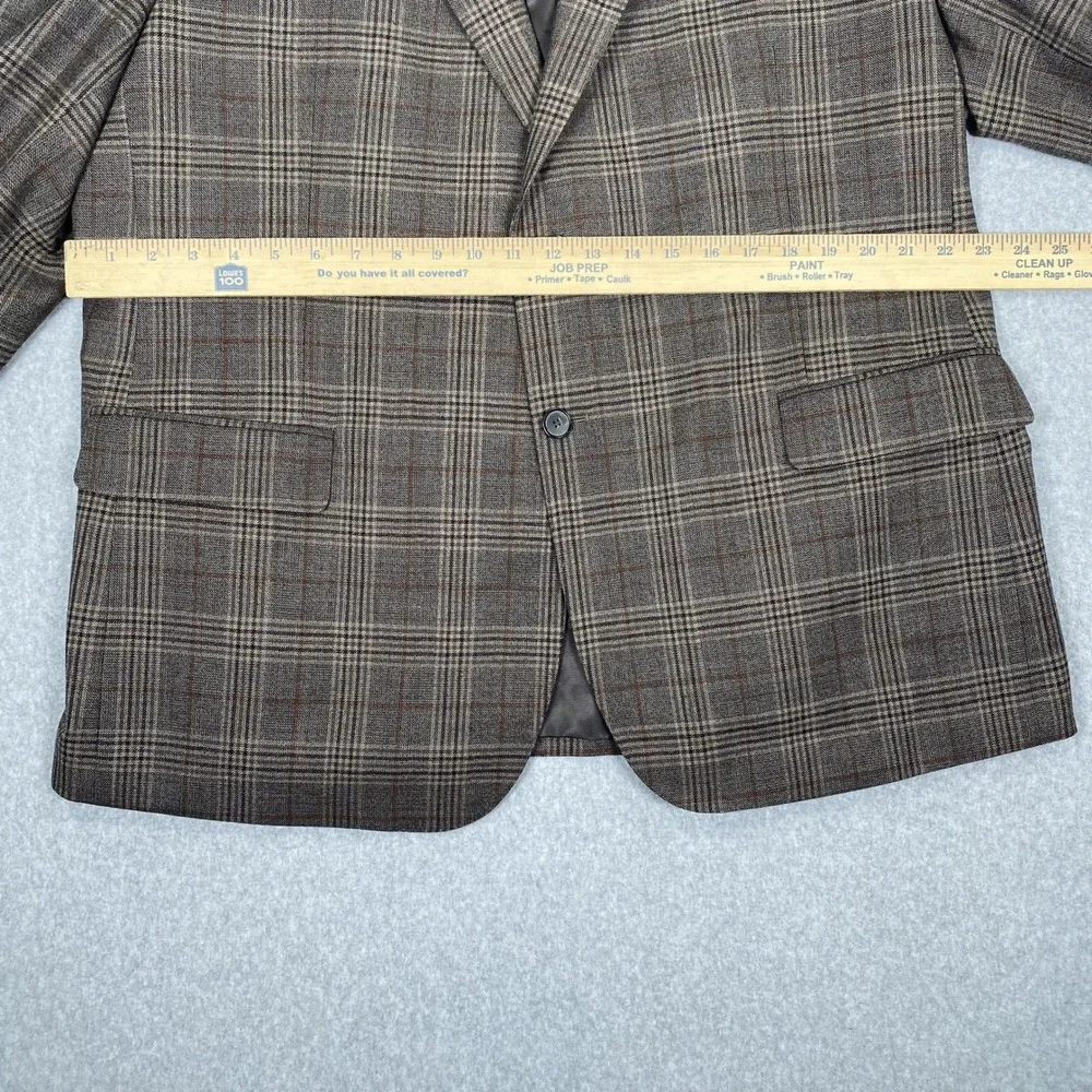 Joseph Abboud Blazer Mens 48 Regular Brown Plaid 100% Wool Heritage Sport Coat